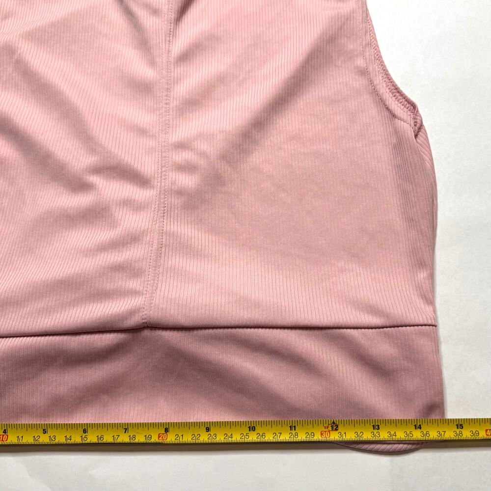 women Pink Nike DRI-FIT Ribbed twist front crop activewear shirt size large - Picture 2 of 8